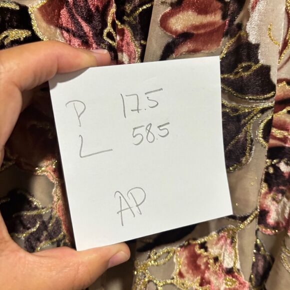Baltic Born Uma Velvet Maxi Dress Beige Small Floral Shimmer NO BELT - Picture 13 of 13